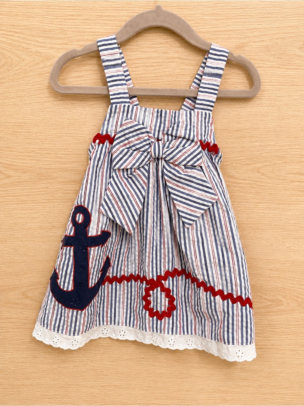 Good Lad Navy Blue, White & Red Striped Anchor Dress